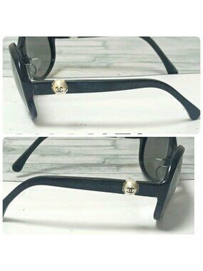 Chanel Sunglasses Pearl CC Logo Black Oval Eyewear
